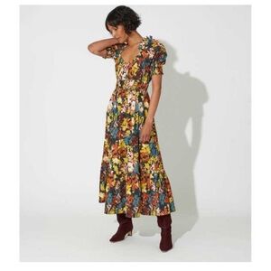 Cleobella “Caprice” Multicolor Floral Puff Sleeve Dress